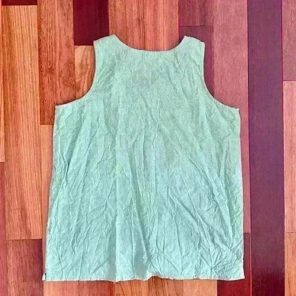 Simply Basic | Vintage 100% cotton green linen style button top vest size med - Picture 2 of 5